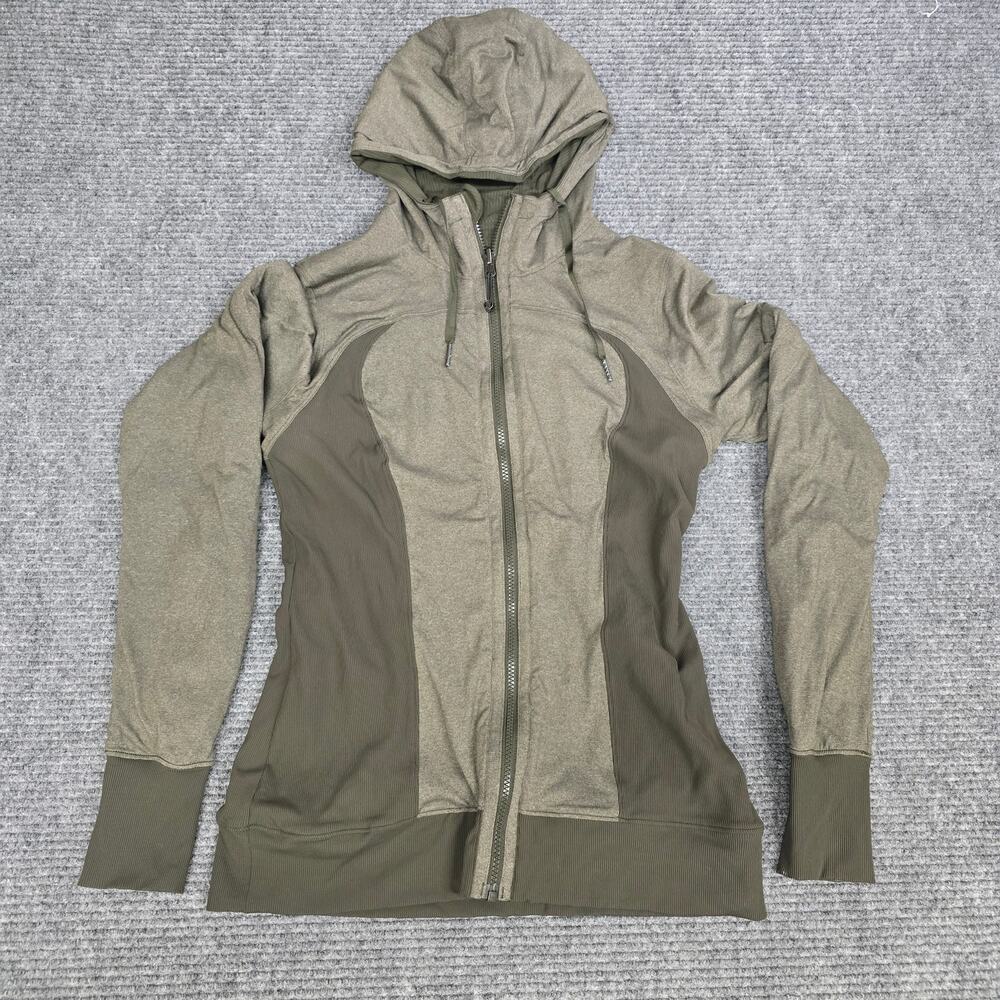 Lululemon Dance Studio Jacket III Women 10 Dark Olive Reversible Hooded Full Zip